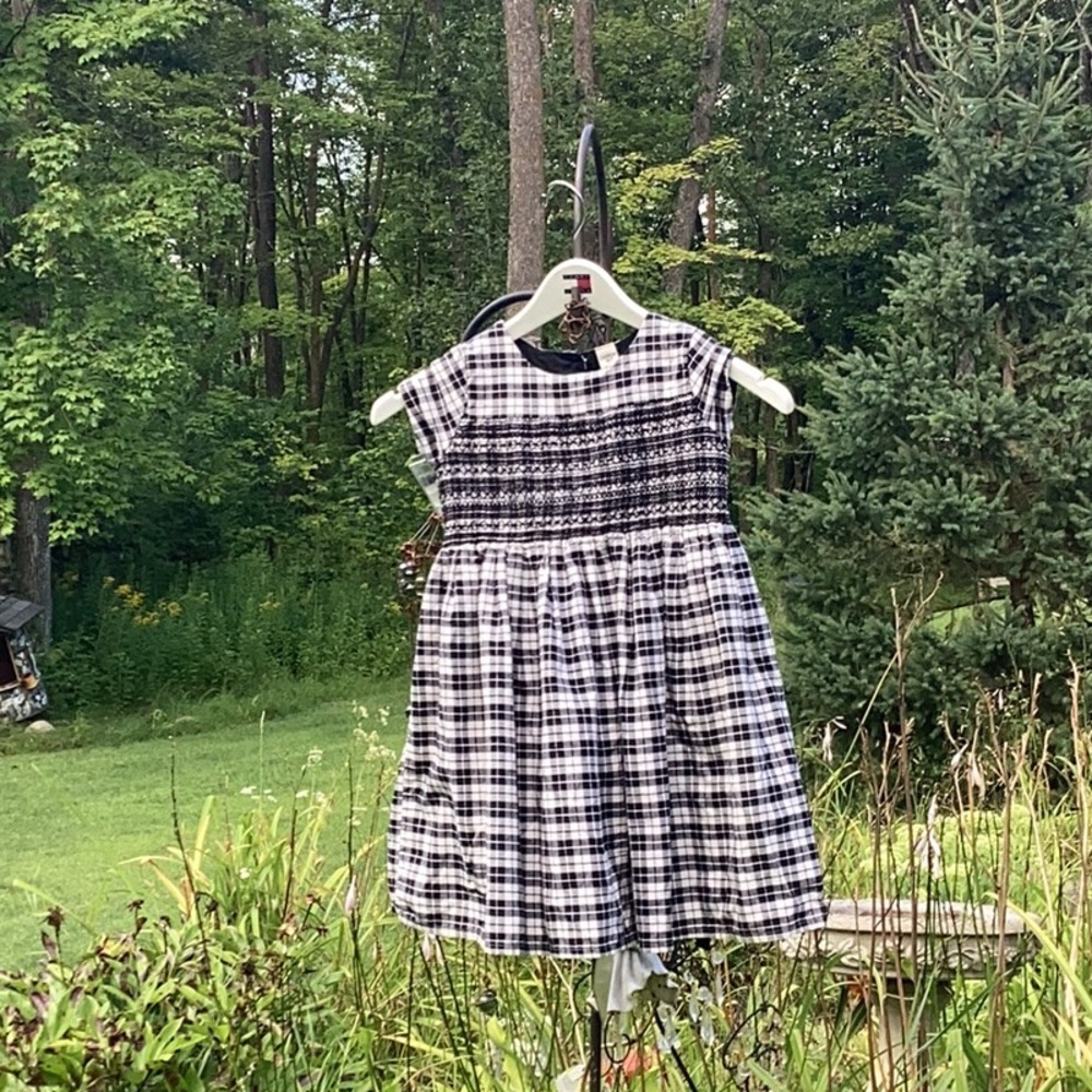 🏁 Oshkosh B'gosh Checkered Dress Shirred Black & White 6X